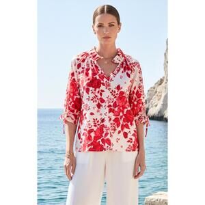 NEW SOFIA COLLECTIONS eloise ruffle blouse in red